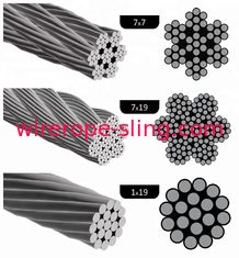 Cuerda de alambre de acero inoxidable 304 316 flexible 7 x 37 para infante de marina / que eleva