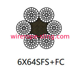 Contacto lineal trenzado de la cuerda de múltiples capas del cable de alambre de acero inoxidable de 6 X 64 Sfs