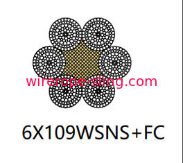 Cable de alambre de acero de la plataforma de perforación de Ratory, cuerda resistente de la rotación de 6 x 109 wsns