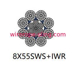 Cable de la cuerda de acero de Derricking artículo de 8 de x 55 Sws con la superficie galvanizada