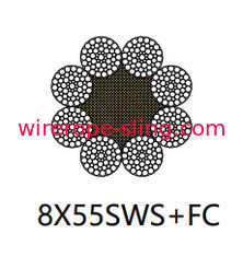 Cable de la cuerda de acero de Derricking artículo de 8 de x 55 Sws con la superficie galvanizada