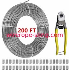 T316 acero inoxidable 1/8" cuerda de alambre de los aviones para el cable que cerca equipos con barandilla 200 pies