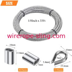 Cable que cerca equipos con barandilla 1/8" los 33Ft cuerda de alambre de 1,5 milímetros