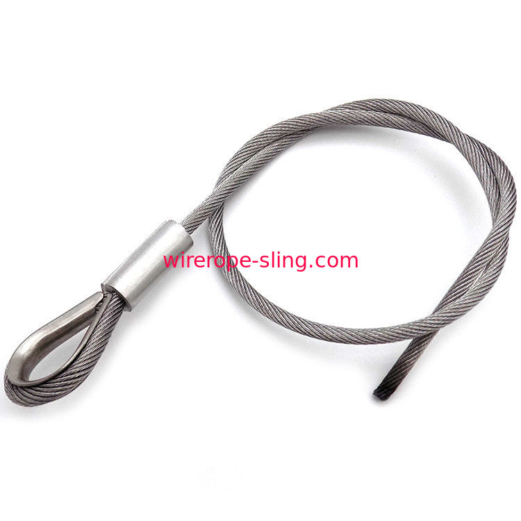 El cable de acero inoxidable que levanta eslingas 5.0mm 1 * 19 OEM con dedal de la pulgada