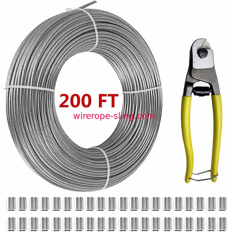T316 acero inoxidable 1/8" cuerda de alambre de los aviones para el cable que cerca equipos con barandilla 200 pies