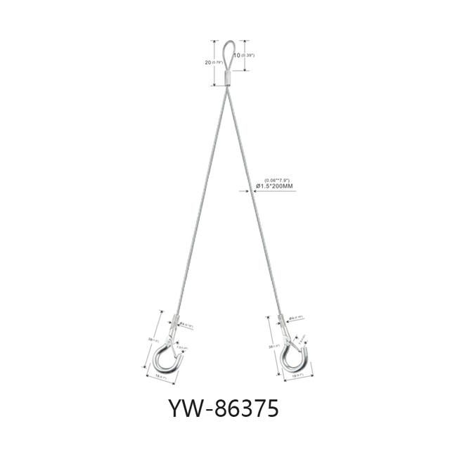 Cable de Seguridad de acero galvanizado de doble pierna y doble mini gancho yw86375 0