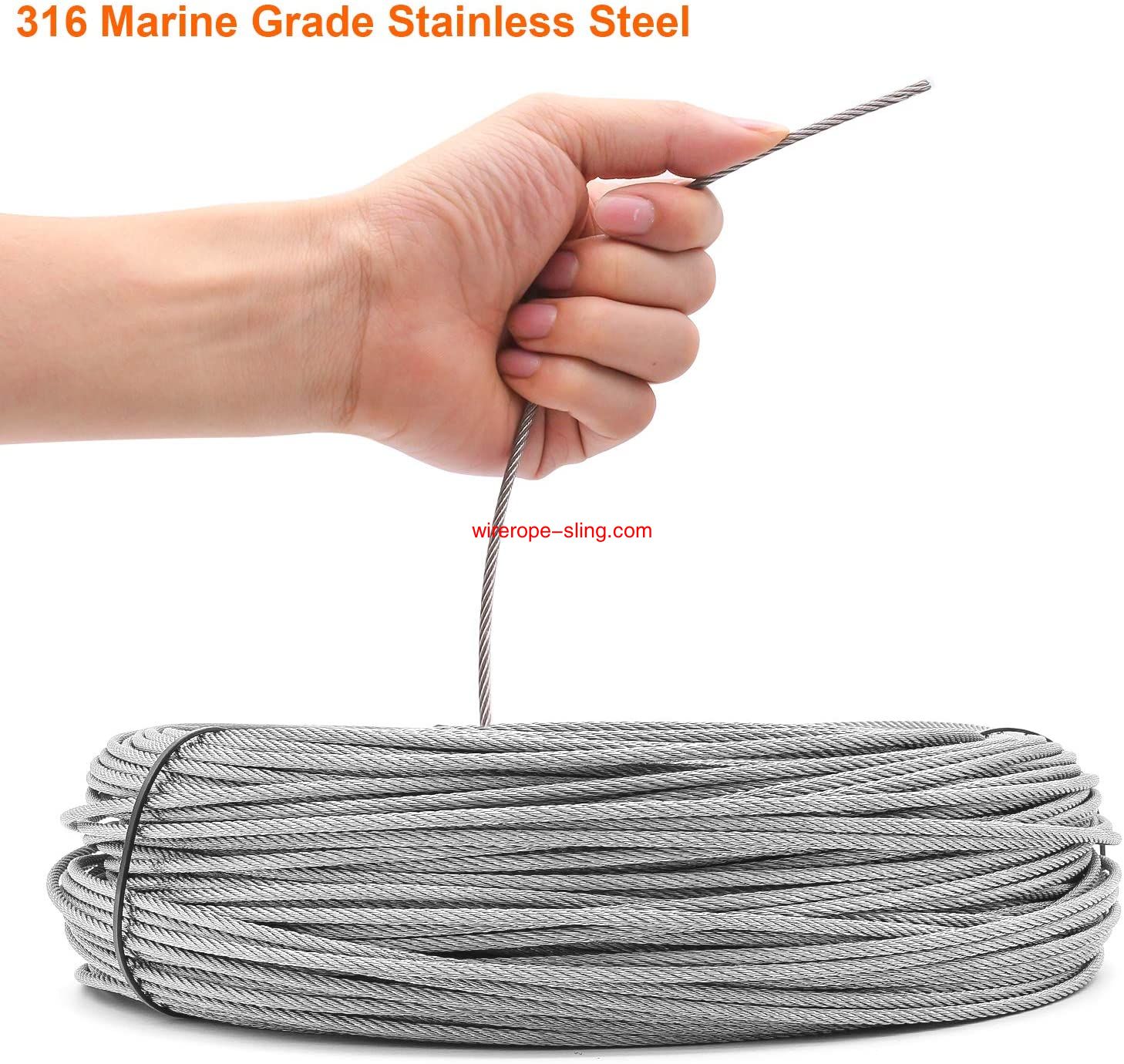 T316 Marine class 3 mm Stainless Steel Aircraft Wire rope Cable for Rails, decks, DIY Rails, 100 feet
