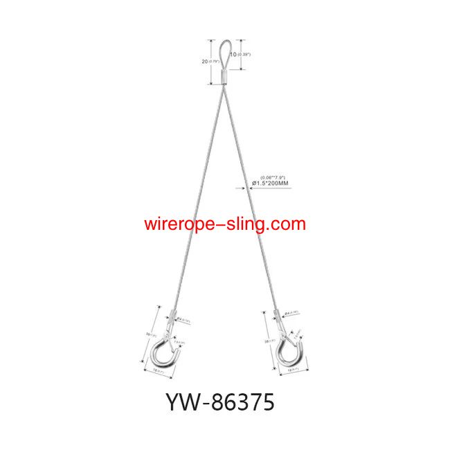 Cable de Seguridad de acero galvanizado de doble pierna y doble mini gancho yw86375