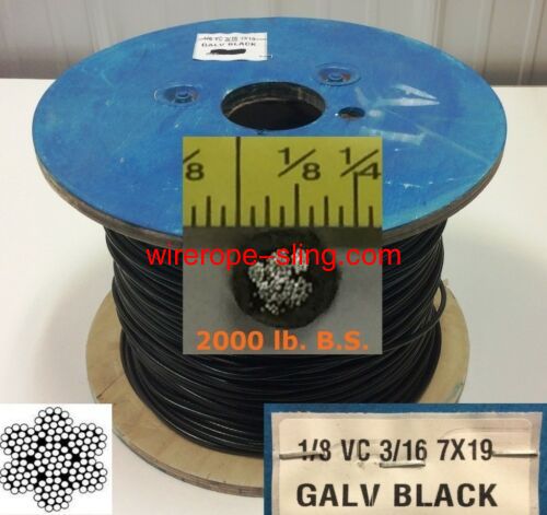 Alambre de acero recubierto de vinilo para cables de aeronaves 50 pies 1 / 8