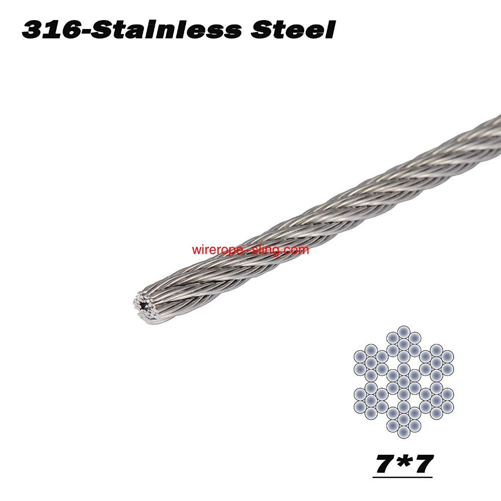 T316 cable de acero inoxidable marino de 3 mm para aeronaves, kit de barandilla de cable de cubierta, 7x7 100 / 164 pies
