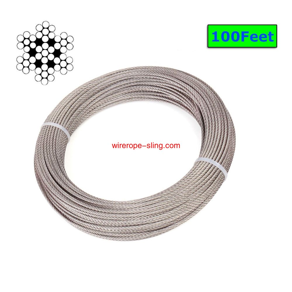 T316 cable de acero inoxidable marino de 3 mm para aeronaves, kit de barandilla de cable de cubierta, 7x7 100 / 164 pies