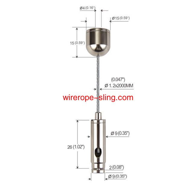 Conjunto de suspensión de cable de 1,2 mm latón niquelado yw86006