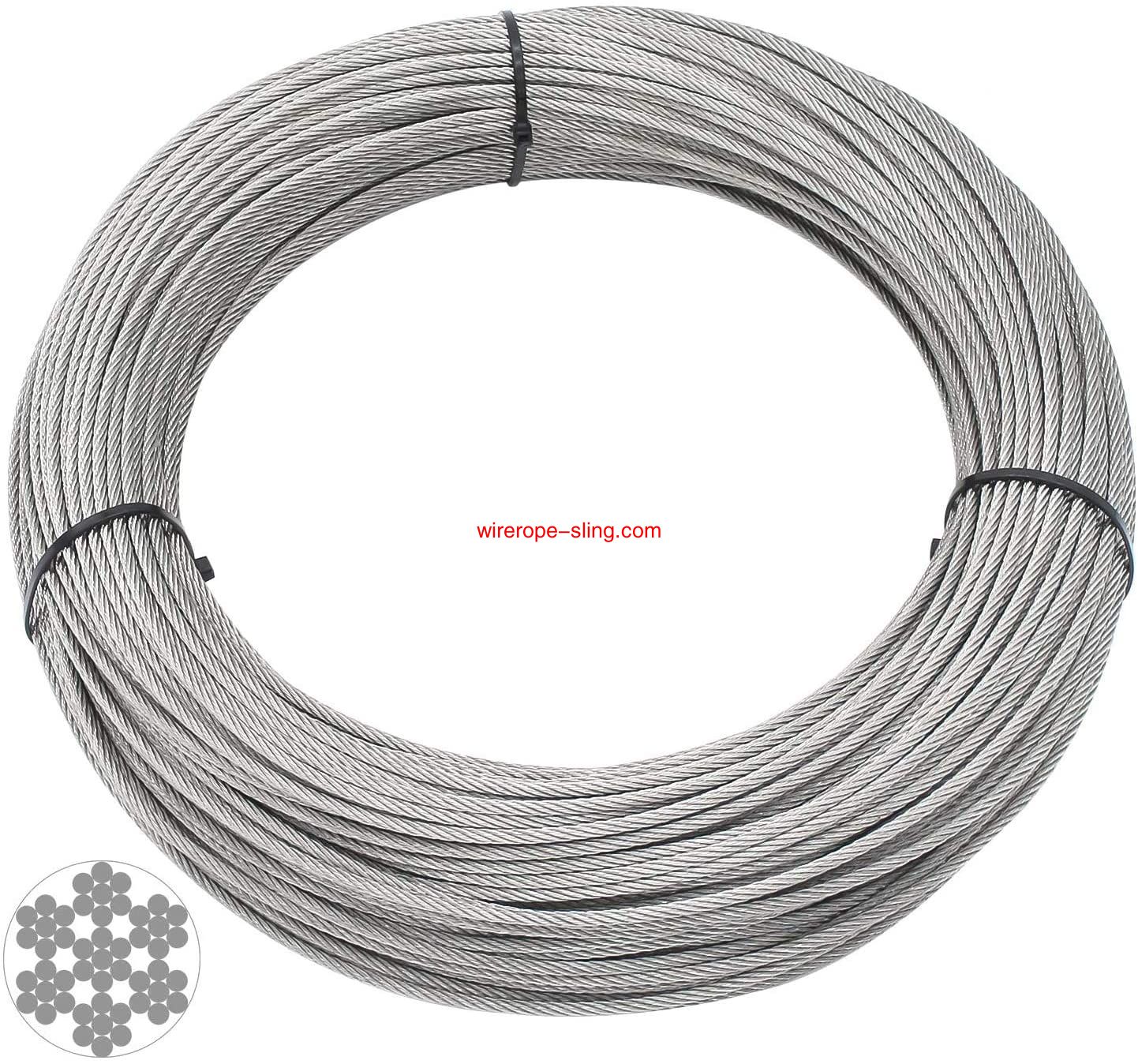 T316 Marine class 3 mm Stainless Steel Aircraft Wire rope Cable for Rails, decks, DIY Rails, 100 feet