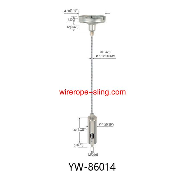 Accesorios de hardware M4 sistema de suspensión de cables de rosca interna yw86014