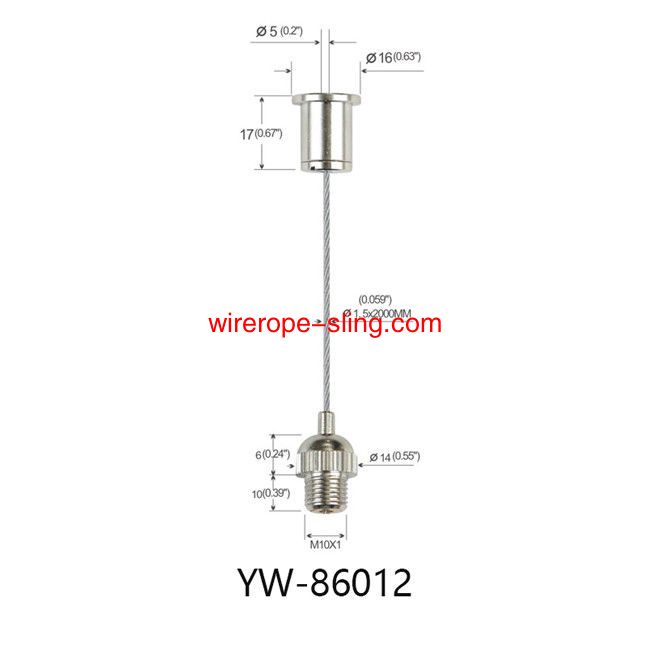 Accesorios de techo de latón M6 sistema de suspensión de alambre roscado con knurled yw86009