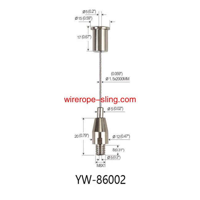 Panel de Seguridad ajustable sistema de suspensión de alambre cromado yw86001