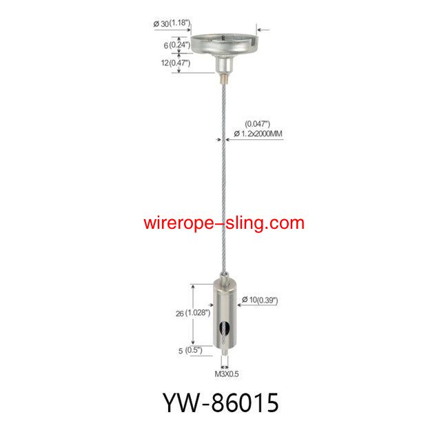 Montaje del sistema de suspensión de cables de rosca externa M5 para el tipo yw86015