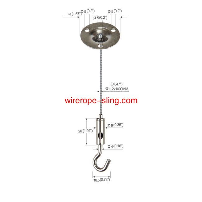 Sistema de iluminación de cable de suspensión de tres agujeros de acero de latón con garra de gancho yw86019