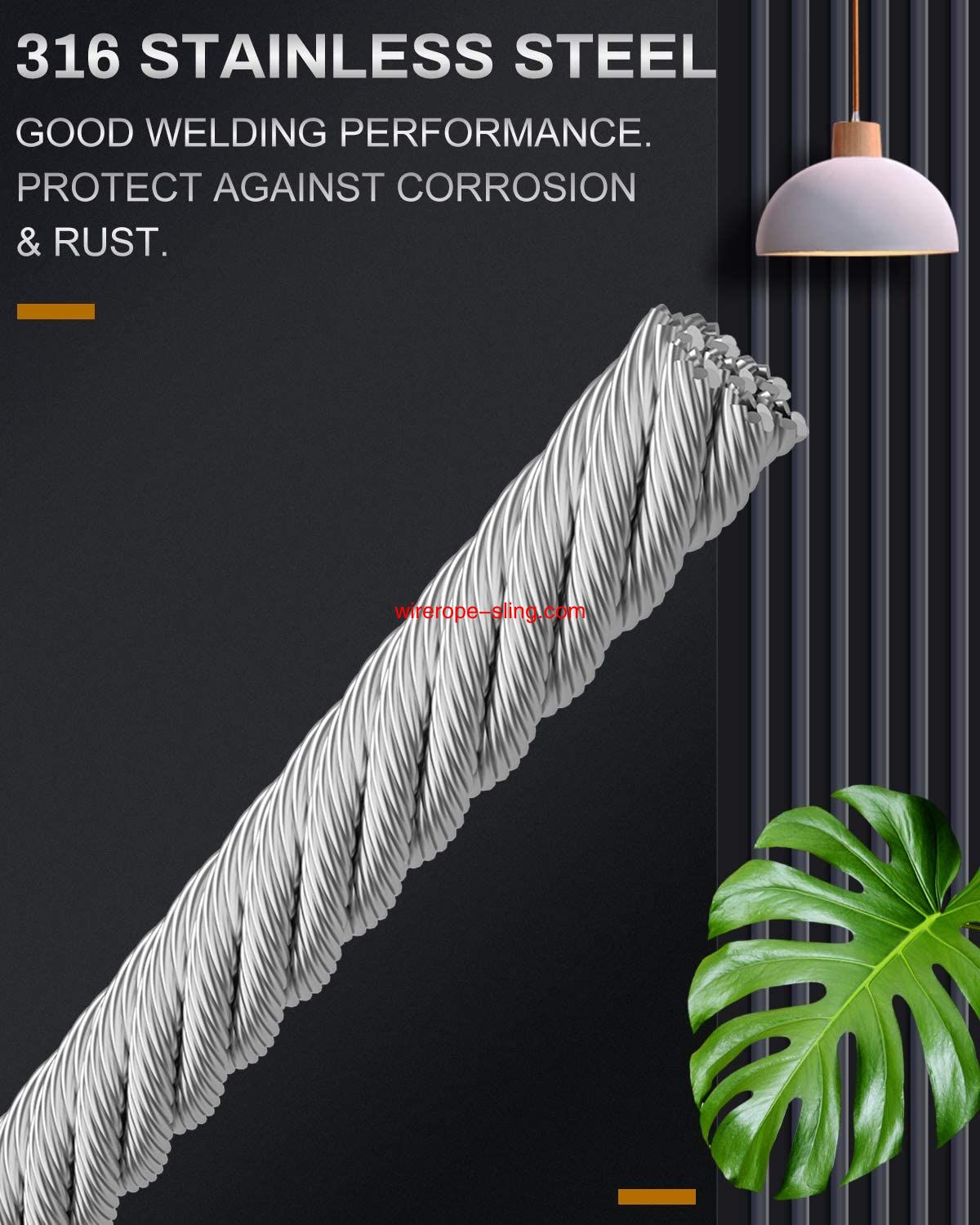 T316 cable de acero inoxidable con cortadora, cable de avión para barandillas de cubierta, 7 x 7 hebras