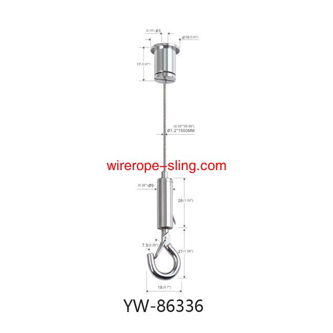 Kit de suspensión de cable de acero para accesorios de iluminación con gancho de sujeción ajustable yw86336
