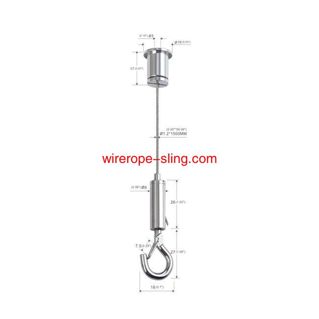 Kit de suspensión de cable de acero para accesorios de iluminación con gancho de sujeción ajustable yw86336