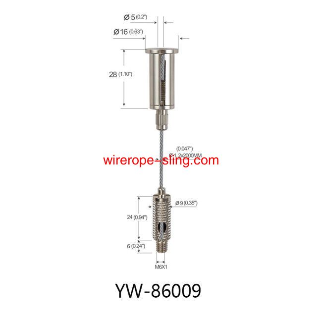 Accesorios de techo de latón M6 sistema de suspensión de alambre roscado con knurled yw86009