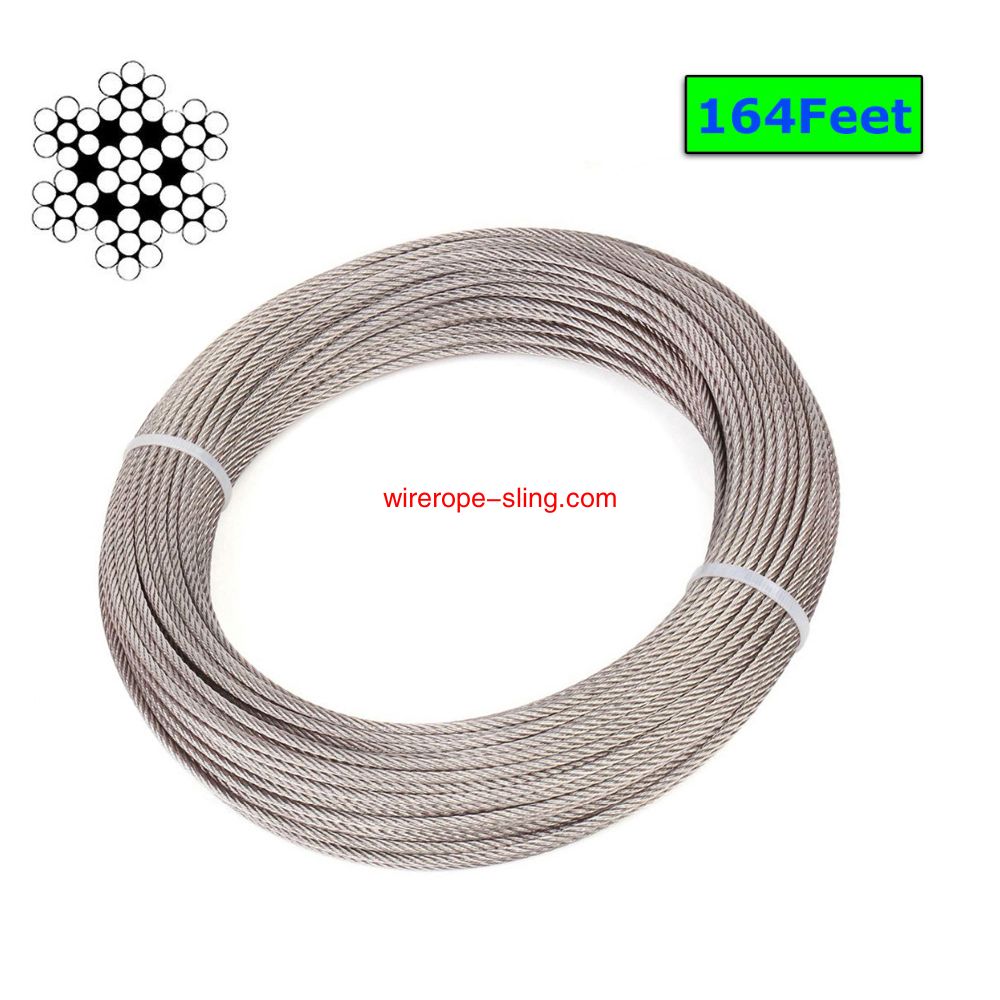 T316 cable de acero inoxidable marino de 3 mm para aeronaves, kit de barandilla de cable de cubierta, 7x7 100 / 164 pies