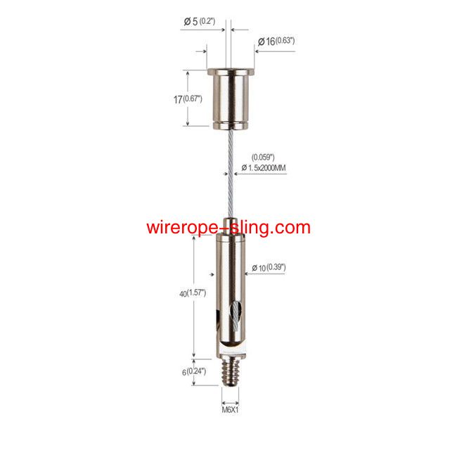 Sistema de suspensión de techo recubierto de PVC de latón niquelado, hilo exterior M6 yw86013